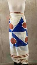 Load image into Gallery viewer, MAMAPAPA: CELESTE SARONG/SCARF - BLUE & OCHRE ON BEIGE