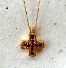 Load image into Gallery viewer, CLEOPATRAS BLING: DASHORST PENDANT NECKLACE WITH MAGENTA ZIRCON - 18K GOLD PLATED