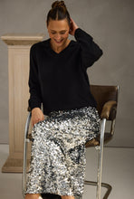 Load image into Gallery viewer, BRAVE & TRUE : PARIS SKIRT - SILVER SEQUIN