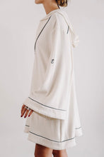 Load image into Gallery viewer, EADIE: EMPIRE STATEMENT MINI: WHITE WITH BLACK PIPING