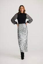 Load image into Gallery viewer, BRAVE & TRUE : PARIS SKIRT - SILVER SEQUIN