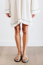 Load image into Gallery viewer, EADIE: EMPIRE STATEMENT MINI: WHITE WITH BLACK PIPING