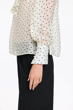 Load image into Gallery viewer, 365 DAYS: MILLA PUSSY BOW TOP - CREAM W/- BLACK SPOT
