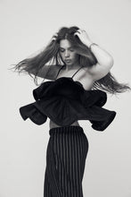 Load image into Gallery viewer, MAMAPAPA: GORDES FRILL TOP - BLACK
