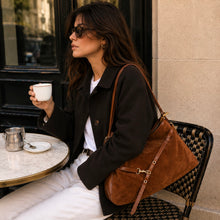 Load image into Gallery viewer, MAISON FANLI: VICTOR SUEDE HANDBAG - CAMEL
