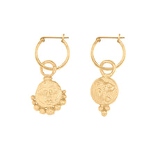 Load image into Gallery viewer, CLEOPATRA’S BLING: GORGONEION LION HOOPS - 18K GOLD PLATED
