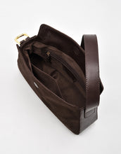 Load image into Gallery viewer, PORTSEA: SUEDE & LEATHER SHOULDER BAG - CHOCOLATE