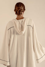 Load image into Gallery viewer, EADIE: EMPIRE STATEMENT MINI: WHITE WITH BLACK PIPING