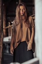 Load image into Gallery viewer, MAMAPAPA: TOBI FLOWY SILK TEE - CAMEL
