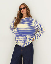 Load image into Gallery viewer, MOSS: ANTIBES STRIPE CREW - BLUE/WHITE