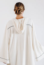 Load image into Gallery viewer, EADIE: EMPIRE STATEMENT MINI: WHITE WITH BLACK PIPING