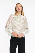 Load image into Gallery viewer, 365 DAYS: MILLA PUSSY BOW TOP - CREAM W/- BLACK SPOT