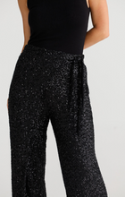 Load image into Gallery viewer, BRAVE & TRUE: MAE WRAP PANT - BLACK SEQUIN
