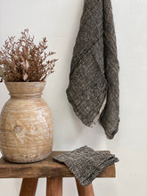 Load image into Gallery viewer, RUSTIC LINEN: AUDREY HAND TOWEL- BLACK