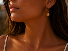 Load image into Gallery viewer, CLEOPATRA’S BLING: GORGONEION LION HOOPS - 18K GOLD PLATED