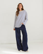 Load image into Gallery viewer, MOSS: ANTIBES STRIPE CREW - BLUE/WHITE