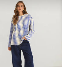 Load image into Gallery viewer, MOSS: ANTIBES STRIPE CREW - BLUE/WHITE