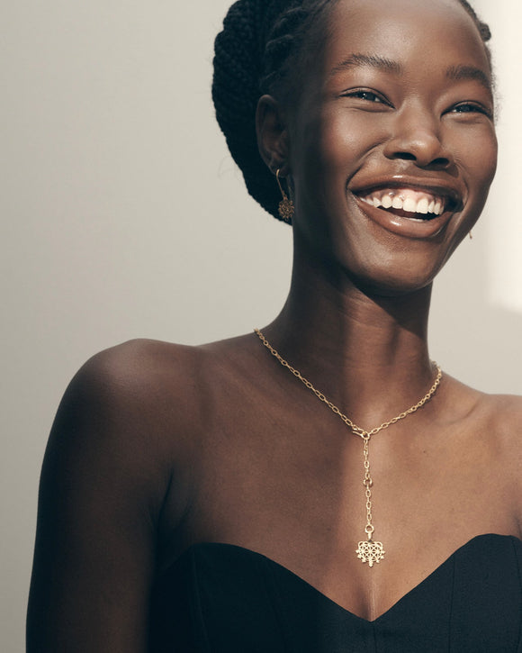 TEMPLE OF THE SUN: ARINNA LARIAT NECKLACE - GOLD – moss grotto