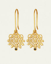 Load image into Gallery viewer, TEMPLE OF THE SUN: ARINNA EARRINGS - SAPPHIRE/GOLD