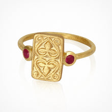 Load image into Gallery viewer, TEMPLE OF THE SUN: RUBY SEAL RING - GOLD VERMEIL