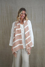 Load image into Gallery viewer, RUSTIC LINEN: SKYE SCARF/WRAP - RUST &amp; WHITE STRIPE
