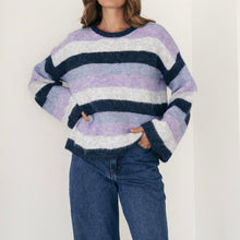 Load image into Gallery viewer, MOSS: PASCAL STRIPE KNIT - LILAC &amp; NAVY
