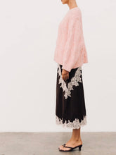 Load image into Gallery viewer, MOSS GROTTO: BAE LACE MIDI SKIRT - CHOCOLATE/PINK
