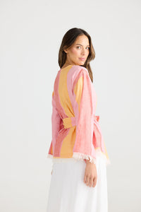 SHANTY: CARMEN WRAP TOP - LISBON STRIPE