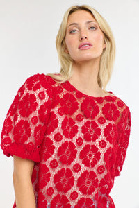 365 DAYS: IVY EMBROIDERED TOP - RED