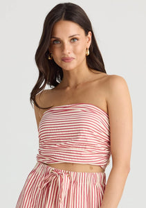 BRAVE & TRUE: AVALON STRAPLESS TOP - RED/WHITE STRIPE