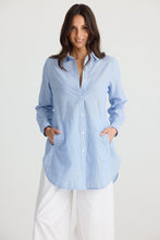 Load image into Gallery viewer, BRAVE &amp; TRUE: AVA SHIRT - BLUE PINSTRIPE
