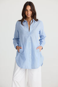 BRAVE & TRUE: AVA SHIRT - BLUE PINSTRIPE