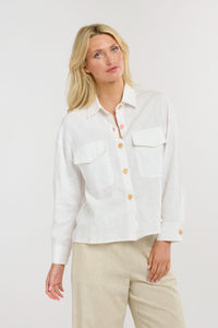 365 DAYS: MAVERICK LINEN SHIRT - WHITE/PINK