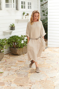 EADIE: THE MALLE LINEN DRESS - NATURAL