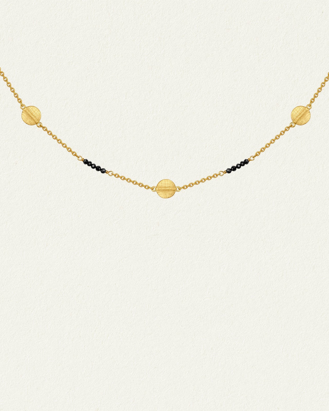 TEMPLE OF THE SUN: ELIO NECKLACE - GOLD VERMEIL/BLACK SPINEL