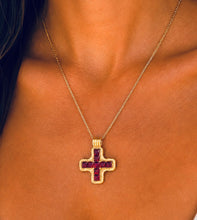 Load image into Gallery viewer, CLEOPATRAS BLING: DASHORST PENDANT NECKLACE WITH MAGENTA ZIRCON - 18K GOLD PLATED
