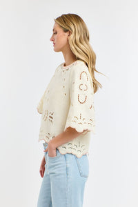 365 DAYS: ANNIE EMBROIDERED TOP - ANTIQUE CREAM
