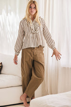 Load image into Gallery viewer, MAMAPAPA: BONBON FRILL STRIPE BLOUSE - OFF WHITE
