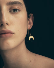 Load image into Gallery viewer, TEMPLE OF THE SUN: HANGING MOON EARRINGS - GOLD
