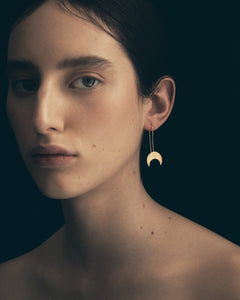 TEMPLE OF THE SUN: HANGING MOON EARRINGS - GOLD