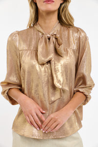 365 DAYS: SUMMER PUSSY BOW TOP - HONEY GOLD