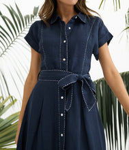 Load image into Gallery viewer, HOLIDAY: CORDELIA DRESS - NAVY
