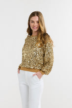 Load image into Gallery viewer, ITALIAN STAR: STARLET SEQUIN LONG SLEEVE TOP - GOLD
