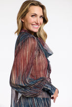 Load image into Gallery viewer, 365 DAYS: VIOLETTE PUSSY BOW TOP - STAR GAZING NAVY/BURGANDY

