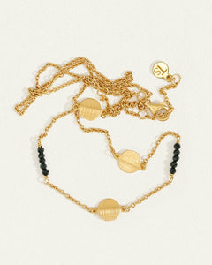 TEMPLE OF THE SUN: ELIO NECKLACE - GOLD VERMEIL/BLACK SPINEL