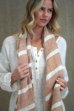 Load image into Gallery viewer, RUSTIC LINEN: SKYE SCARF/WRAP - RUST &amp; WHITE STRIPE
