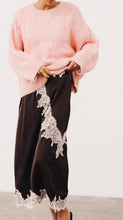 Load image into Gallery viewer, MOSS GROTTO: BAE LACE MIDI SKIRT - CHOCOLATE/PINK
