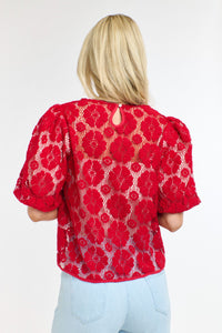 365 DAYS: IVY EMBROIDERED TOP - RED