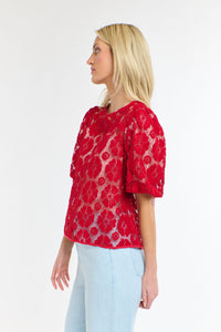 365 DAYS: IVY EMBROIDERED TOP - RED