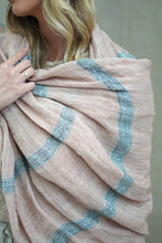 Load image into Gallery viewer, RUSTIC LINEN: KELLY SCARF/WRAP - PINK &amp; GREY

